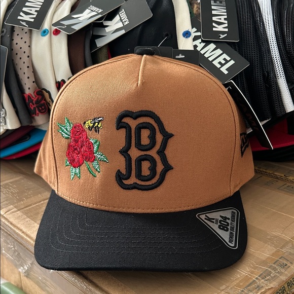 Brown and Black Cap with Floral Embroidery - Picture 1 of 4